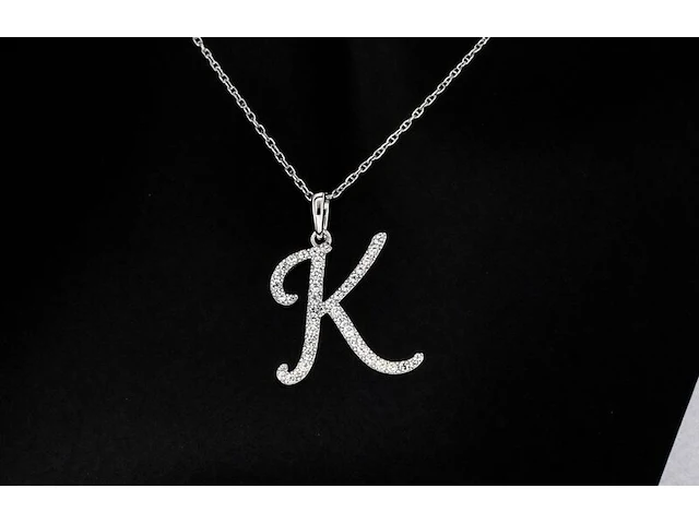 Hanger met echte natuurlijke diamanten in de letter k, excl. ketting - afbeelding 1 van  6