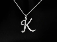 Hanger met echte natuurlijke diamanten in de letter k, excl. ketting