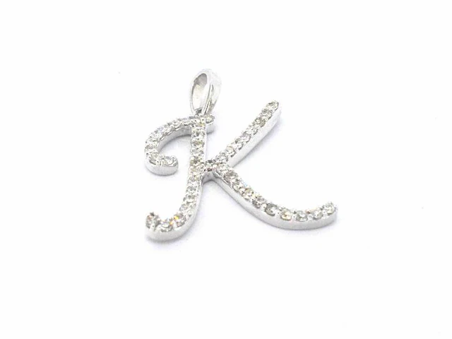 Hanger met echte natuurlijke diamanten in de letter k, excl. ketting - afbeelding 2 van  6