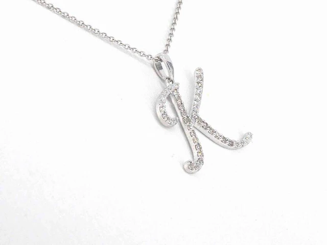 Hanger met echte natuurlijke diamanten in de letter k, excl. ketting - afbeelding 3 van  6