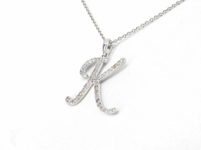 Hanger met echte natuurlijke diamanten in de letter k, excl. ketting - afbeelding 4 van  6