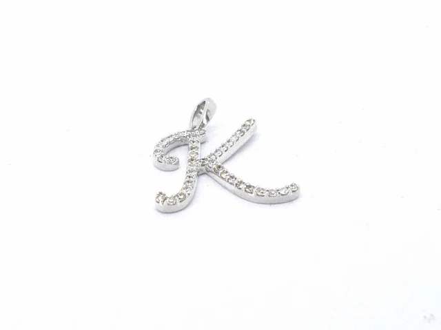 Hanger met echte natuurlijke diamanten in de letter k, excl. ketting - afbeelding 5 van  6