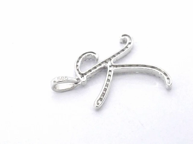 Hanger met echte natuurlijke diamanten in de letter k, excl. ketting - afbeelding 6 van  6