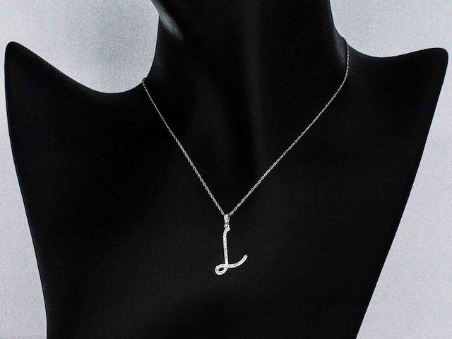 Hanger met echte natuurlijke diamanten in de letter l, excl. ketting - afbeelding 2 van  7