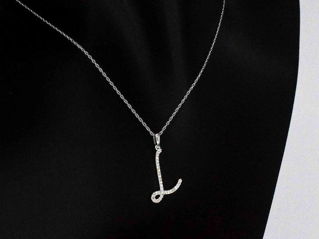 Hanger met echte natuurlijke diamanten in de letter l, excl. ketting - afbeelding 3 van  7