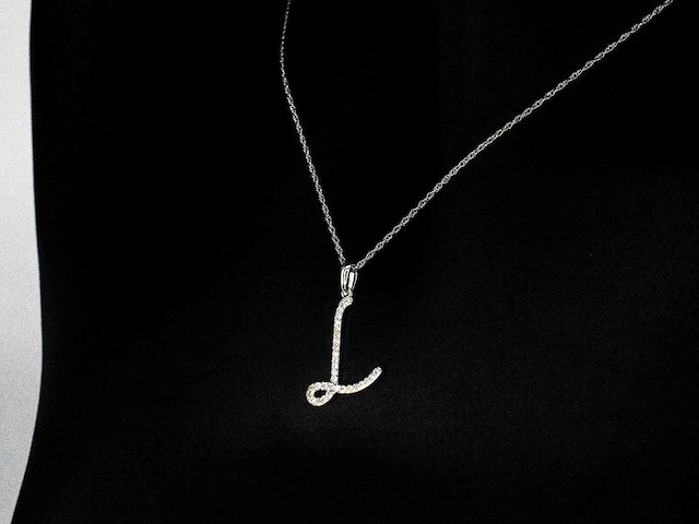 Hanger met echte natuurlijke diamanten in de letter l, excl. ketting - afbeelding 4 van  7