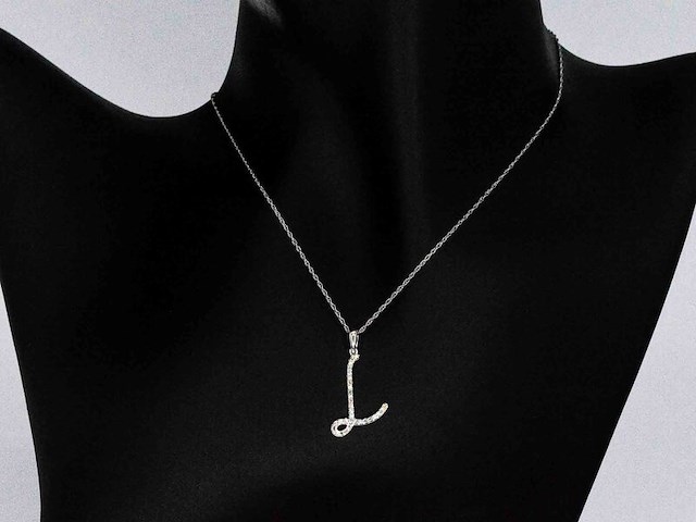 Hanger met echte natuurlijke diamanten in de letter l, excl. ketting - afbeelding 5 van  7