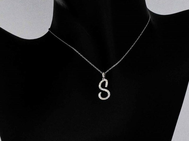 Hanger met echte natuurlijke diamanten in de letter s, excl. ketting - afbeelding 1 van  6