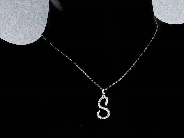 Hanger met echte natuurlijke diamanten in de letter s, excl. ketting - afbeelding 2 van  6
