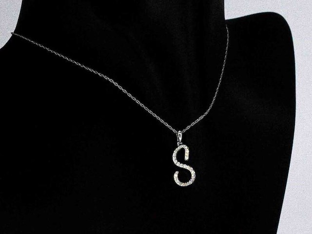 Hanger met echte natuurlijke diamanten in de letter s, excl. ketting - afbeelding 3 van  6
