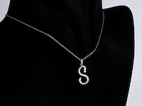 Hanger met echte natuurlijke diamanten in de letter s, excl. ketting - afbeelding 3 van  6