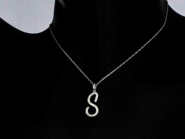 Hanger met echte natuurlijke diamanten in de letter s, excl. ketting - afbeelding 4 van  6