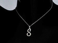 Hanger met echte natuurlijke diamanten in de letter s, excl. ketting - afbeelding 4 van  6