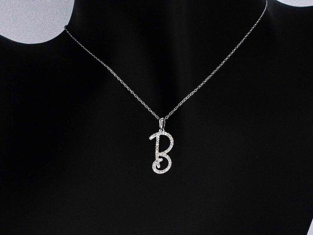 Hanger met natuurlijke diamanten in de letter b, excl. ketting - afbeelding 1 van  7