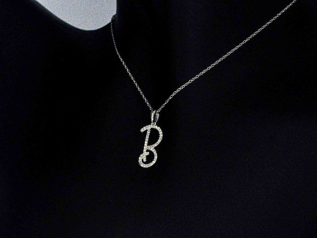 Hanger met natuurlijke diamanten in de letter b, excl. ketting - afbeelding 5 van  7