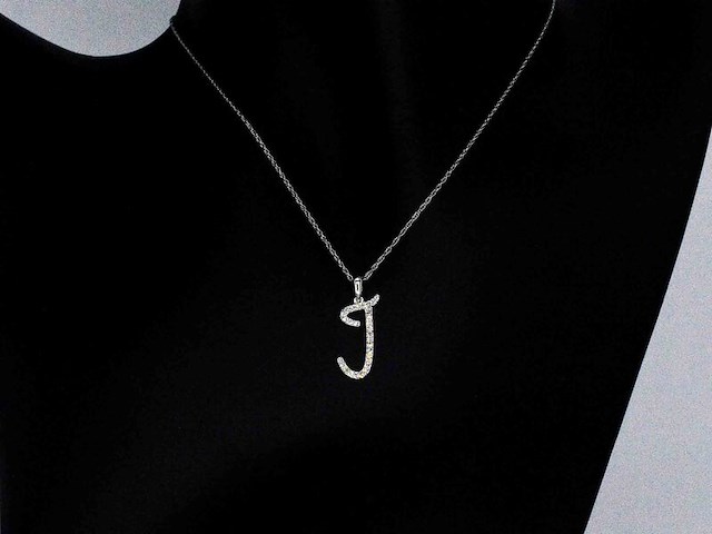 Hanger met natuurlijke diamanten in de letter j, excl. ketting - afbeelding 2 van  5