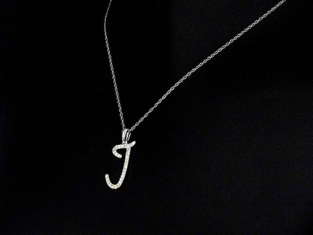 Hanger met natuurlijke diamanten in de letter j - afbeelding 4 van  7