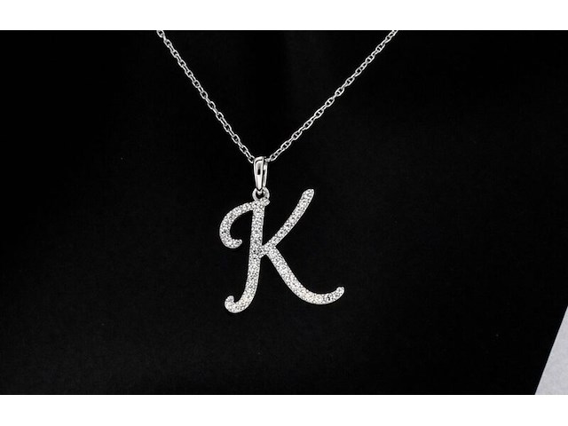 Hanger met natuurlijke diamanten in de letter k, excl. ketting - afbeelding 1 van  8