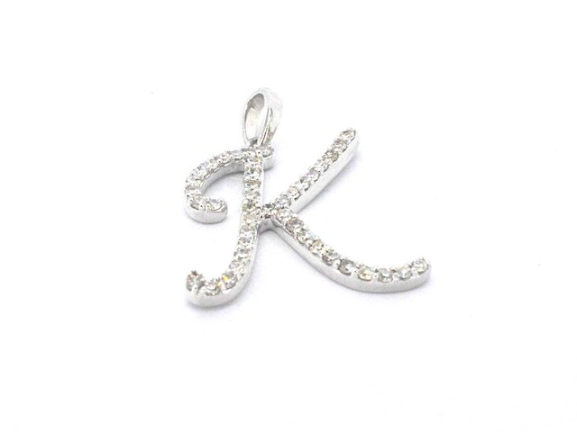 Hanger met natuurlijke diamanten in de letter k, excl. ketting - afbeelding 2 van  8