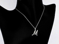 Hanger met natuurlijke diamanten in de letter m, excl. ketting - afbeelding 3 van  6