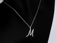Hanger met natuurlijke diamanten in de letter m, excl. ketting - afbeelding 4 van  6