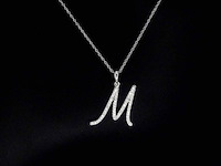 Hanger met natuurlijke diamanten in de letter m, excl. ketting