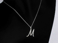 Hanger met natuurlijke diamanten in de letter m, excl. ketting - afbeelding 4 van  6