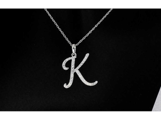 Hanger met natuurlijke diamanten letter k - afbeelding 1 van  7