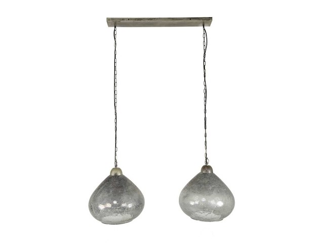 Hanglamp 2l clear stone en oud zilver - afbeelding 1 van  3