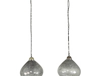 Hanglamp 2l clear stone en oud zilver - afbeelding 1 van  3