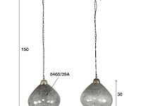 Hanglamp 2l clear stone en oud zilver - afbeelding 2 van  3