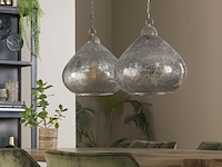 Hanglamp 2l clear stone en oud zilver - afbeelding 3 van  3