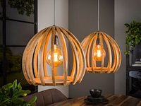 Hanglamp 2l gebogen houten spijlen - afbeelding 1 van  3