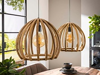 Hanglamp 2l gebogen houten spijlen - afbeelding 2 van  3