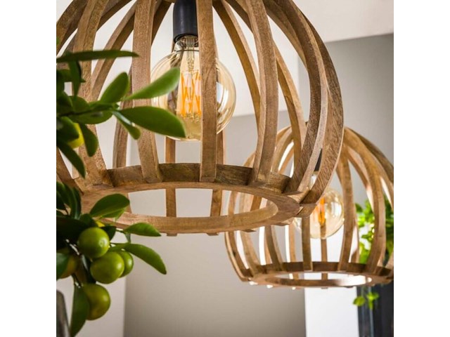 Hanglamp 2l gebogen houten spijlen - afbeelding 3 van  3