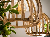 Hanglamp 2l gebogen houten spijlen - afbeelding 3 van  3