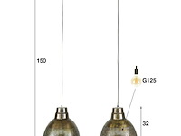 Hanglamp 2x 38diameter screed en brons antiek - afbeelding 2 van  3