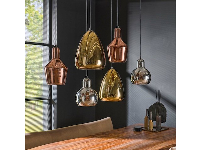 Hanglamp 3+3 mix glas tricolore artic, zwart - afbeelding 2 van  2