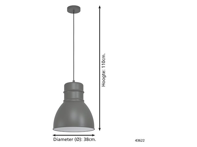 Hanglamp ø 38 cm eglo, ebury, grijs/wit - afbeelding 3 van  4