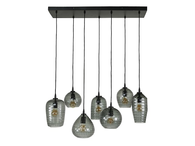 Hanglamp 4+3 hexagon mix en smoke grey glass - afbeelding 1 van  3