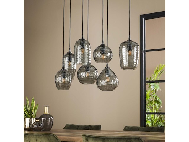 Hanglamp 4+3 hexagon mix en smoke grey glass - afbeelding 3 van  3