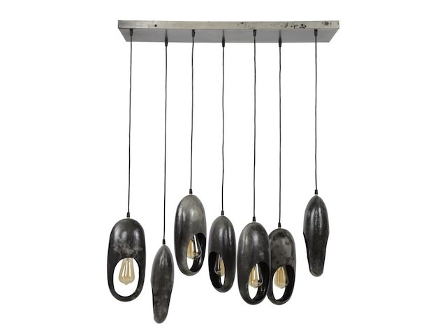 Hanglamp 7 open oog dubllen en oud zilver - afbeelding 1 van  3