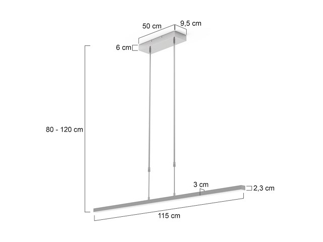 Hanglamp bande 120 cm steinhauer, 3319st, staal, grijs, bouwjaar 2025, nieuw in doos - afbeelding 4 van  7