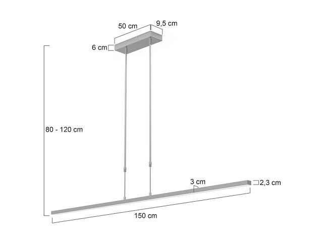 Hanglamp bande 150 cm steinhauer, 3320st, staal, grijs, bouwjaar 2025, nieuw in doos - afbeelding 3 van  5