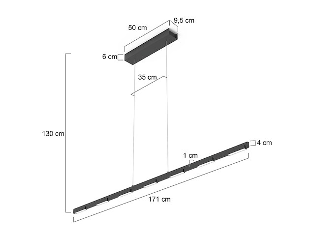 Hanglamp bloc 170cm zwart, steinhauer, 3297zw, zwart, 2025 - afbeelding 6 van  15