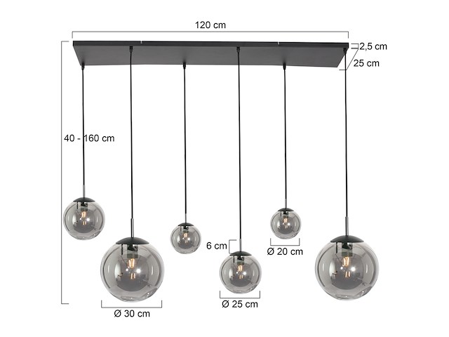 Hanglamp bollique steinhauer, 3499zw, zwart, smoke, bouwjaar 2025, nieuw in doos - afbeelding 3 van  7