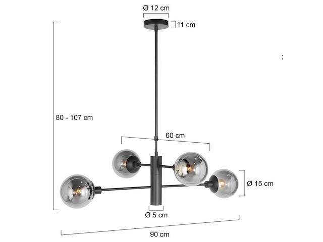Hanglamp constellation steinhauer, 3804zw, zwart, smoke, bouwjaar 2025, nieuw in doos - afbeelding 3 van  8