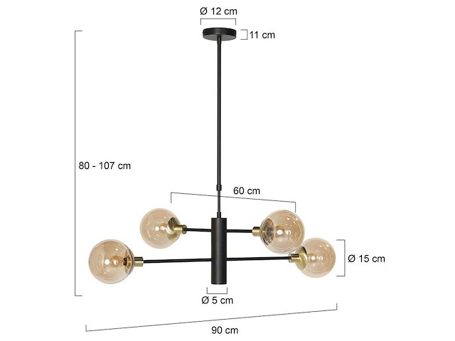 Hanglamp constellation steinhauer, 3805me, zwart goud, nieuw in doos - afbeelding 4 van  7
