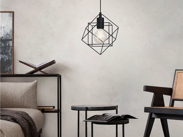 Hanglamp e27 staal 20,5 cm eglo, straiton, zwart - afbeelding 2 van  3
