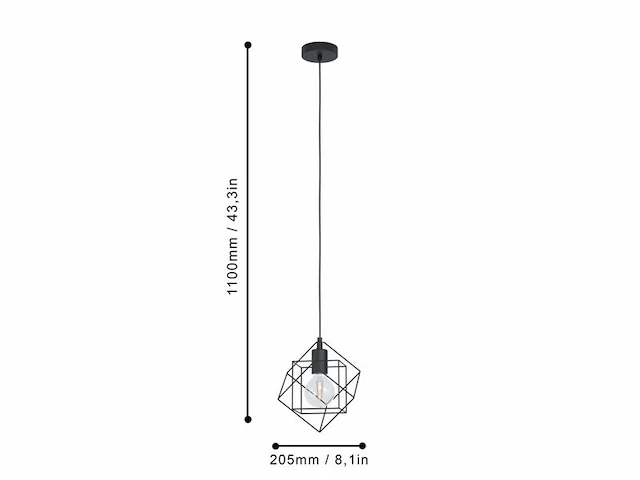Hanglamp e27 staal 20,5 cm eglo, straiton, zwart - afbeelding 3 van  3